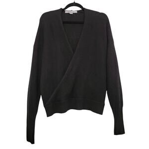 Rocky Barnes x 360 Cashmere Wrap Sweater Medium Black Merino Wool Relaxed